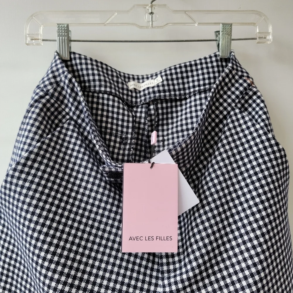 Avec Les Filles Black and White Checkered Flare Pants Size 6 High Waist Neutral - Picture 9 of 14
